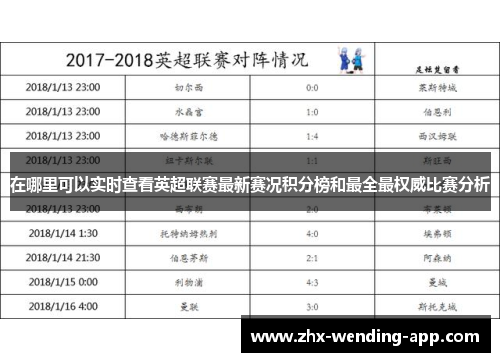 在哪里可以实时查看英超联赛最新赛况积分榜和最全最权威比赛分析 在哪里可以实时查看英超联赛最新赛况积分榜和最全最权威比赛分析